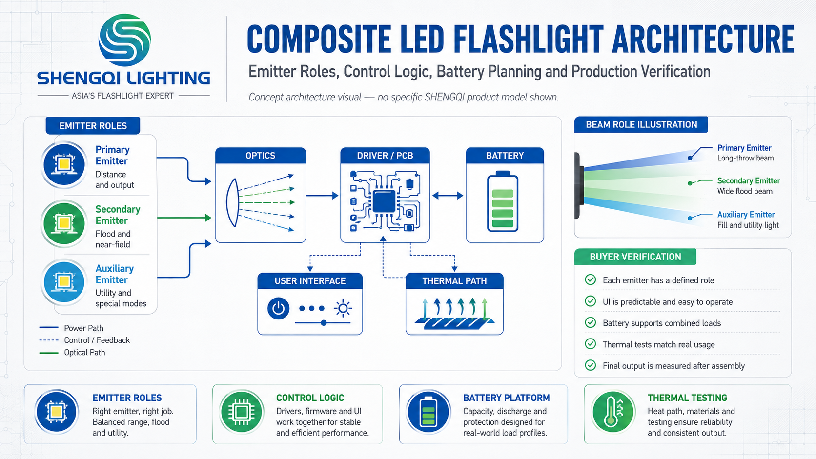 Tactical Flashlight with Composite LED Architecture